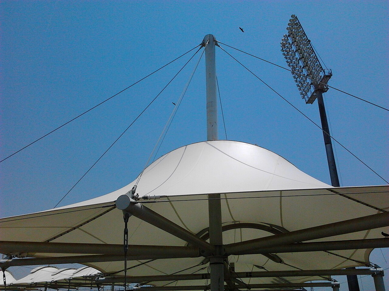 PVDF tensile membrane roof structure — representative photo, replace with VELARIA product photography