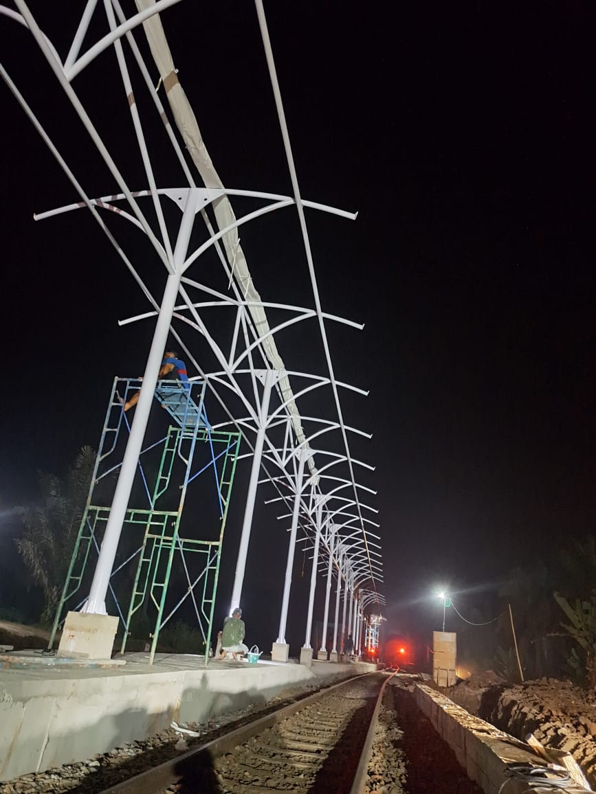 PVDF membrane shade canopy — representative photo, replace with project photography